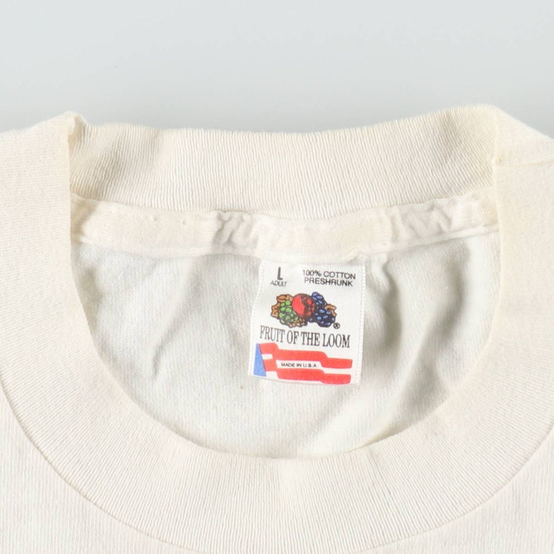 90'S Fruit of the Loom NHL New York Rangers Sports Print T-Shirt, Made in USA, Men's Size L (approx.), Vintage cotton white type Vintage Second Hand