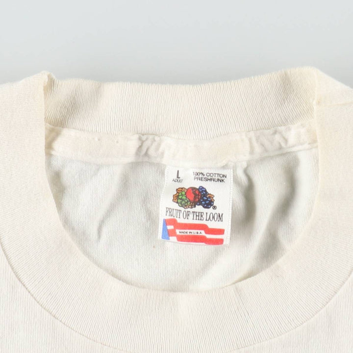 90'S Fruit of the Loom NHL New York Rangers Sports Print T-Shirt, Made in USA, Men's Size L (approx.), Vintage cotton white type Vintage Second Hand