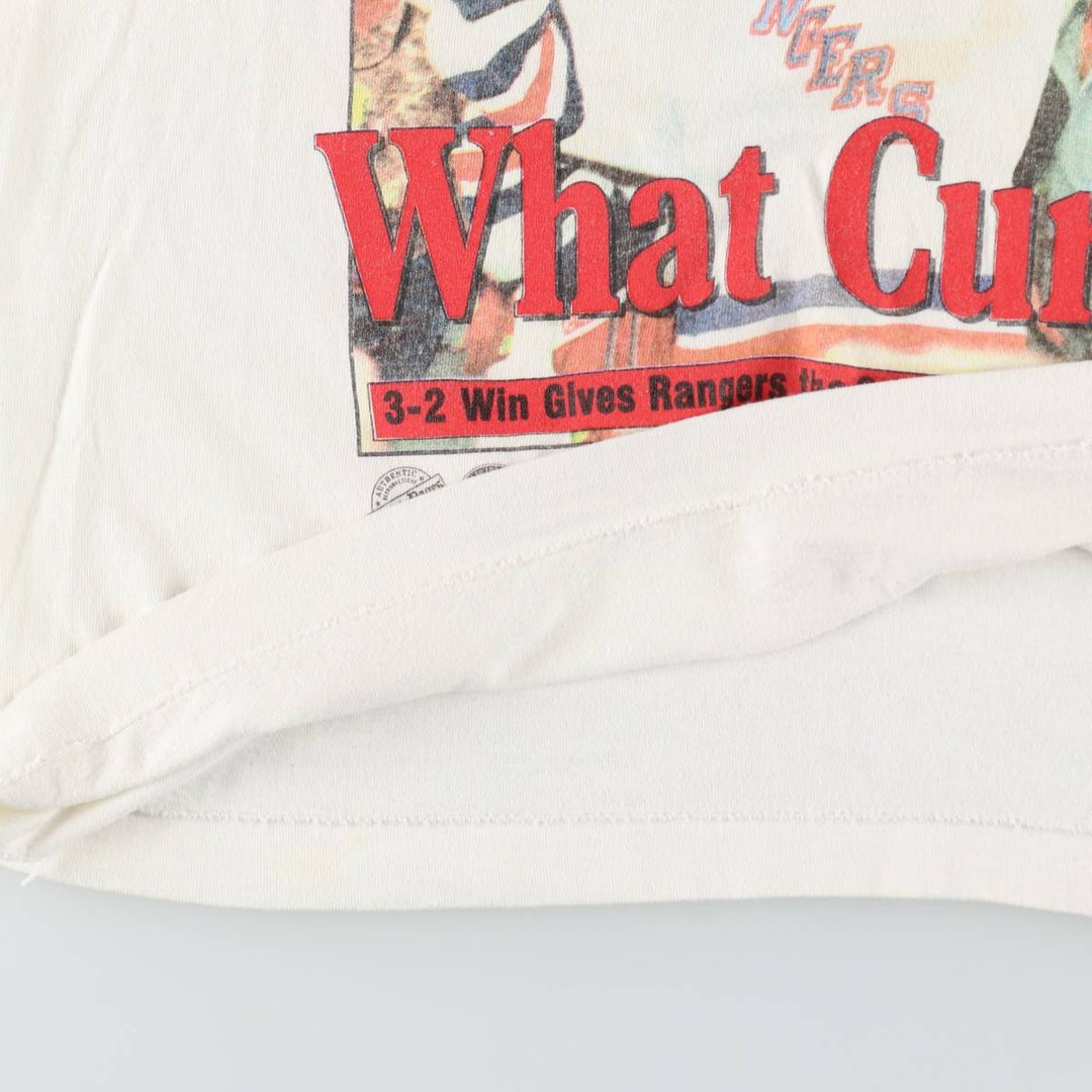 90'S Fruit of the Loom NHL New York Rangers Sports Print T-Shirt, Made in USA, Men's Size L (approx.), Vintage cotton white type Vintage Second Hand