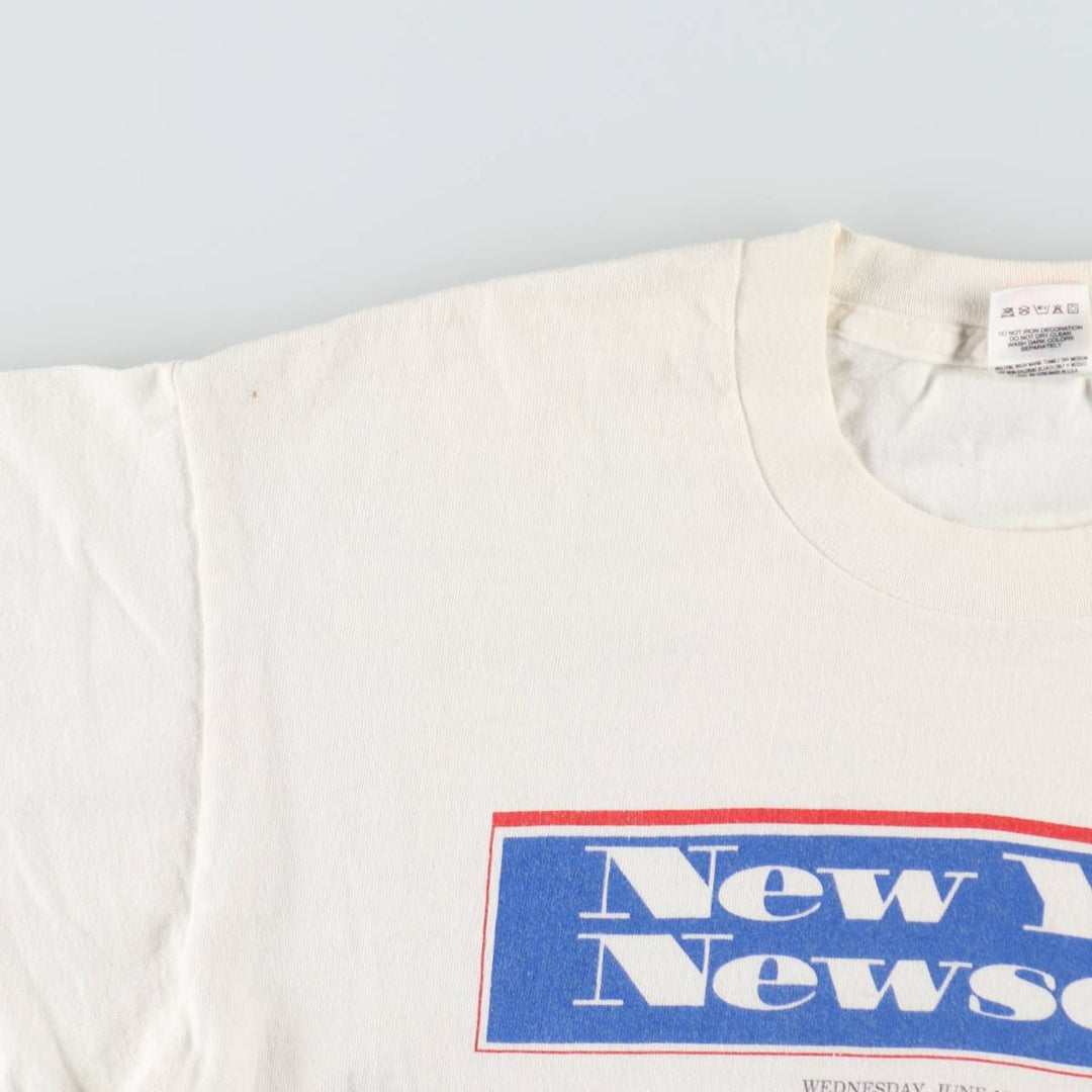90'S Fruit of the Loom NHL New York Rangers Sports Print T-Shirt, Made in USA, Men's Size L (approx.), Vintage cotton white type Vintage Second Hand
