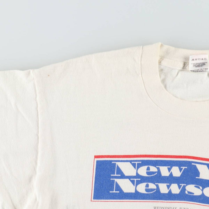 90'S Fruit of the Loom NHL New York Rangers Sports Print T-Shirt, Made in USA, Men's Size L (approx.), Vintage cotton white type Vintage Second Hand