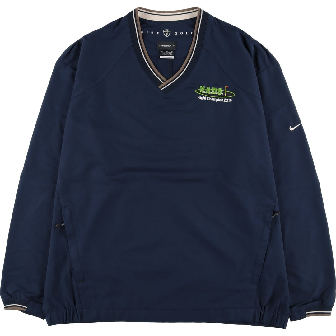 2000'S Nike Golf V-neck warm-up pullover, men's size XL polyester navy blue type Vintage Second Hand