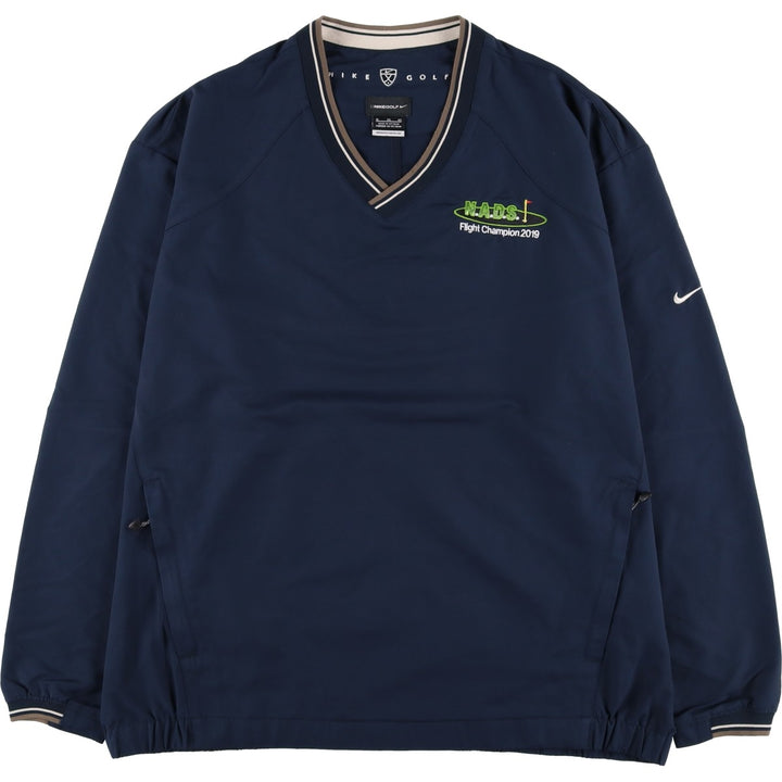 2000'S Nike Golf V-neck warm-up pullover, men's size XL polyester navy blue type Vintage Second Hand