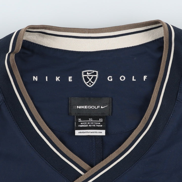 2000'S Nike Golf V-neck warm-up pullover, men's size XL polyester navy blue type Vintage Second Hand