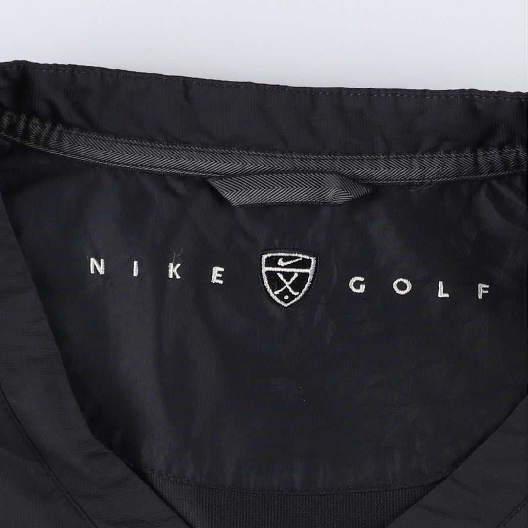 2000'S Nike Golf V-neck warm-up pullover, men's size XL polyester black type Vintage Second Hand