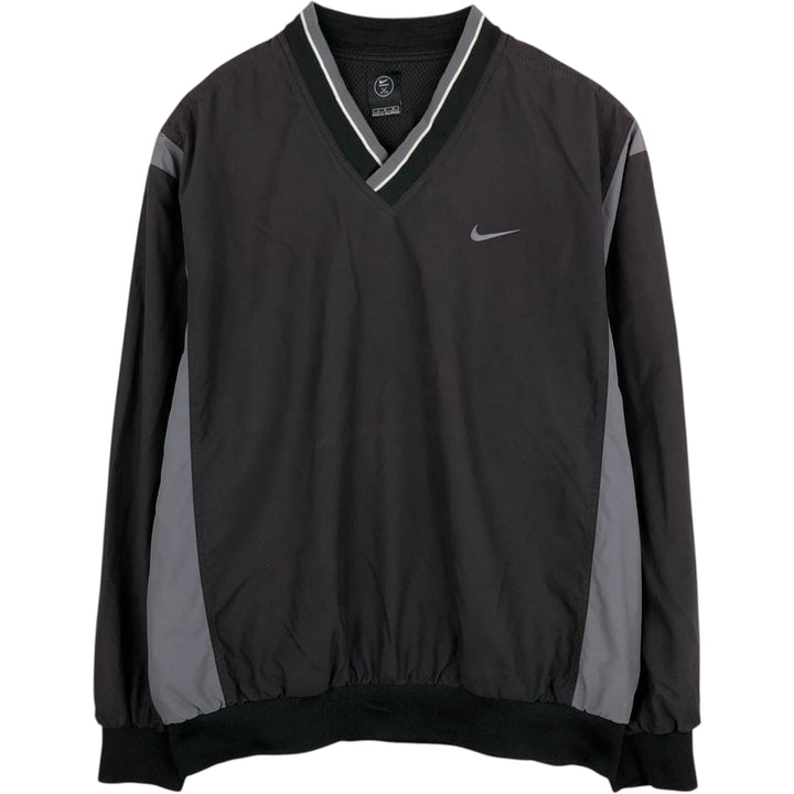 Nike Golf V-neck warm-up pullover, men's size L polyester black type Vintage Second Hand