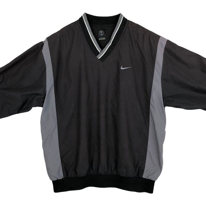 Nike Golf V-neck warm-up pullover, men's size L polyester black type Vintage Second Hand