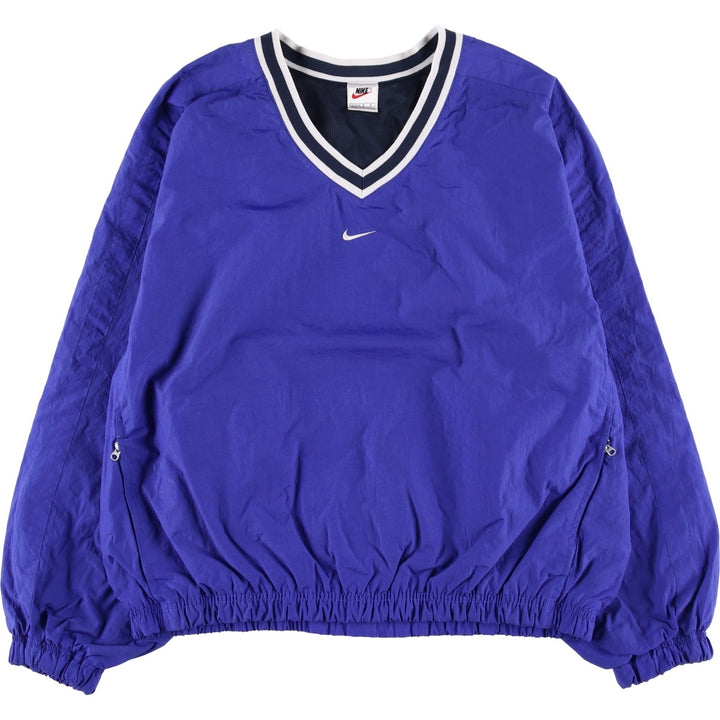 90'S Nike V-neck nylon pullover, men's size L, vintage Nylon blue type Vintage Second Hand