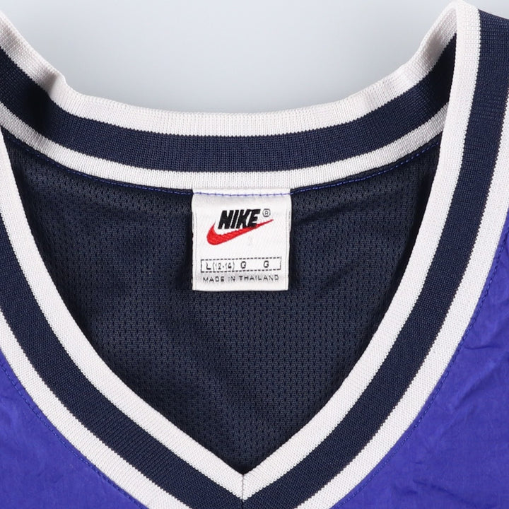 90'S Nike V-neck nylon pullover, men's size L, vintage Nylon blue type Vintage Second Hand