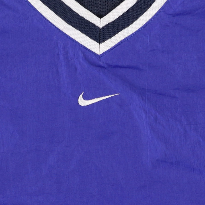 90'S Nike V-neck nylon pullover, men's size L, vintage Nylon blue type Vintage Second Hand