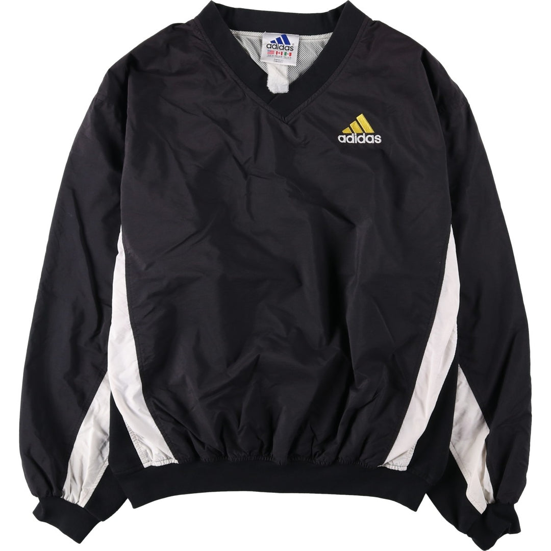 Vintage 90'S adidas V-neck warm-up pullover, size M, men's unclear black type Vintage Second Hand