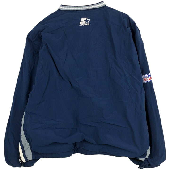 90'S Starter NFL Dallas Cowboys V-neck Reversible Nylon Pullover (Men's XL equivalent) Nylon navy blue type Vintage Second Hand