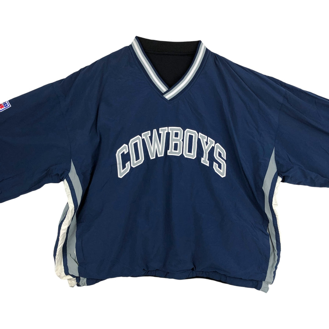90'S Starter NFL Dallas Cowboys V-neck Reversible Nylon Pullover (Men's XL equivalent) Nylon navy blue type Vintage Second Hand