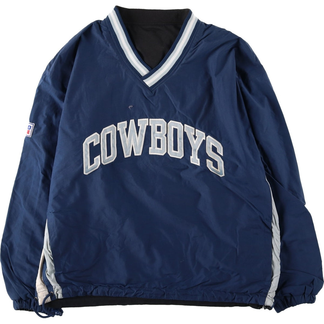 90'S Starter NFL Dallas Cowboys Reversible V-Neck Nylon Pullover (Men's Size M) Nylon navy blue type Vintage Second Hand