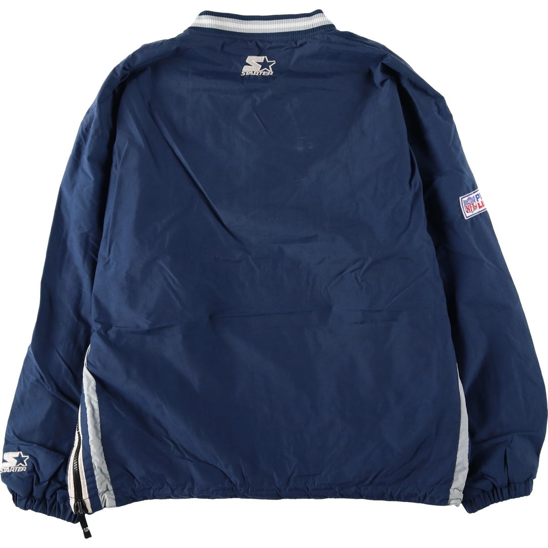90'S Starter NFL Dallas Cowboys Reversible V-Neck Nylon Pullover (Men's Size M) Nylon navy blue type Vintage Second Hand