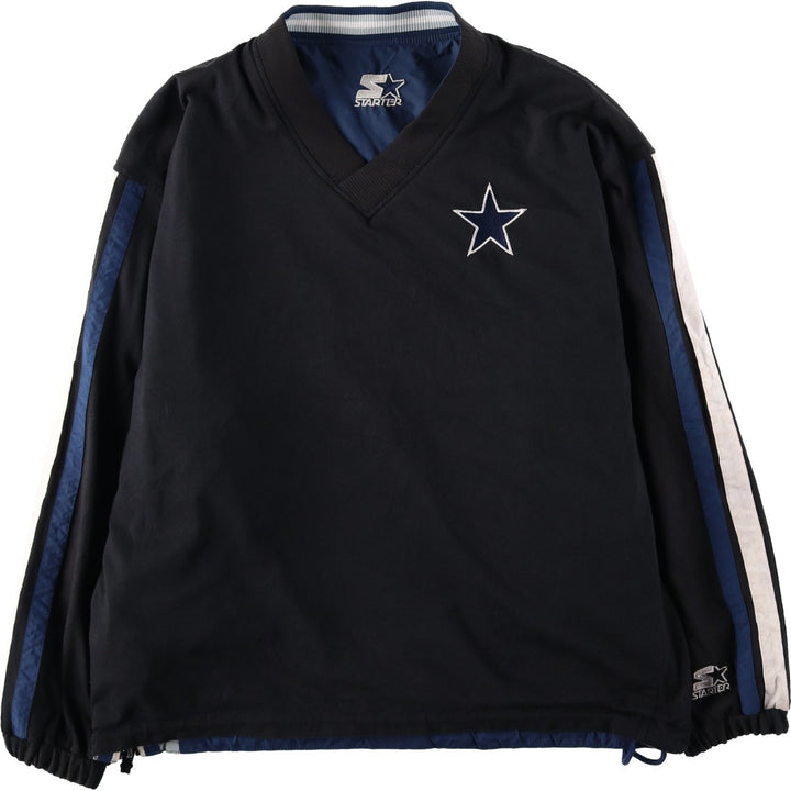 90'S Starter NFL Dallas Cowboys Reversible V-Neck Nylon Pullover (Men's Size M) Nylon navy blue type Vintage Second Hand