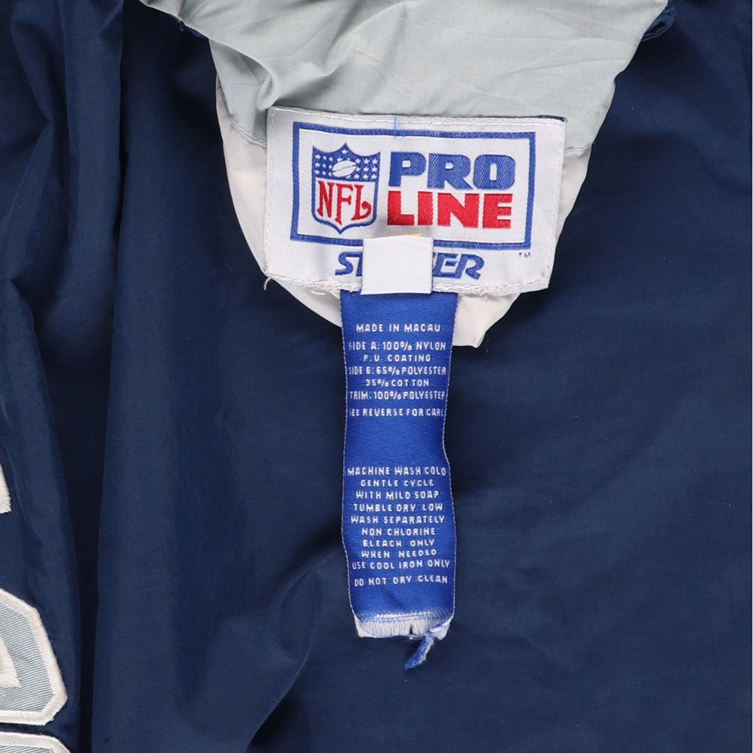 90'S Starter NFL Dallas Cowboys Reversible V-Neck Nylon Pullover (Men's Size M) Nylon navy blue type Vintage Second Hand