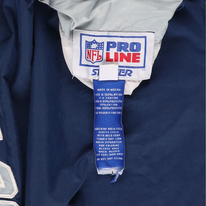 90'S Starter NFL Dallas Cowboys Reversible V-Neck Nylon Pullover (Men's Size M) Nylon navy blue type Vintage Second Hand