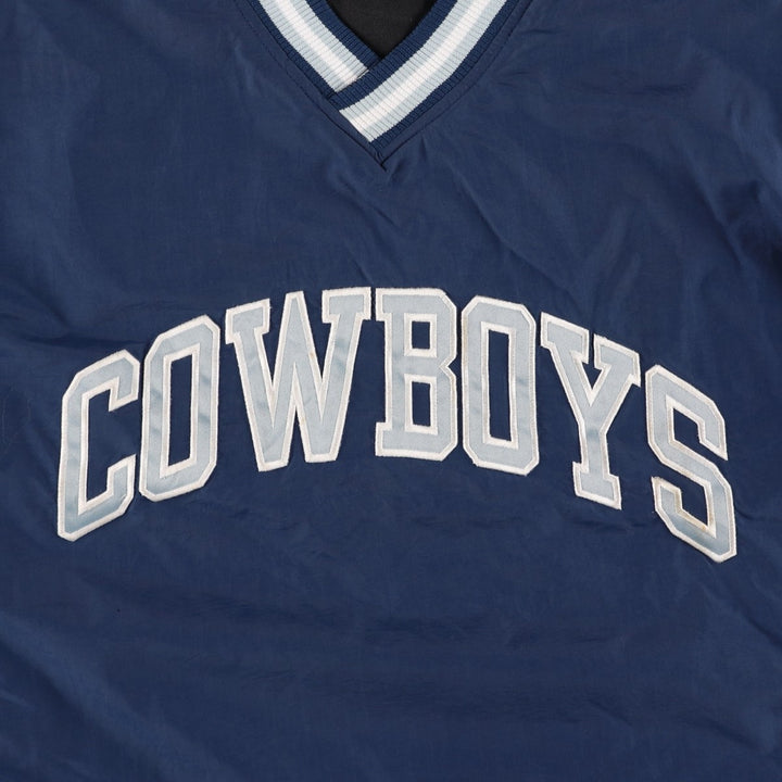 90'S Starter NFL Dallas Cowboys Reversible V-Neck Nylon Pullover (Men's Size M) Nylon navy blue type Vintage Second Hand