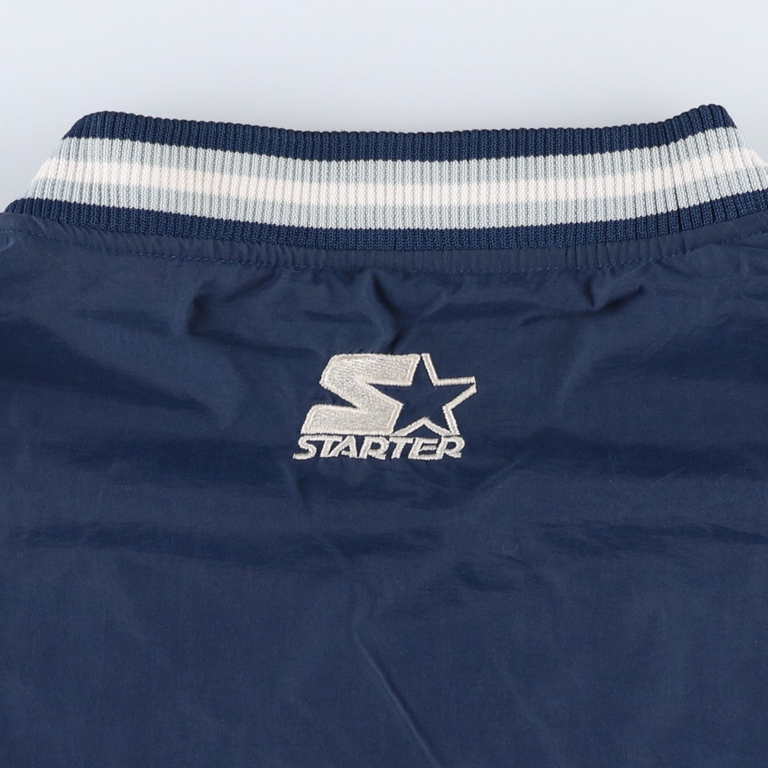 90'S Starter NFL Dallas Cowboys Reversible V-Neck Nylon Pullover (Men's Size M) Nylon navy blue type Vintage Second Hand