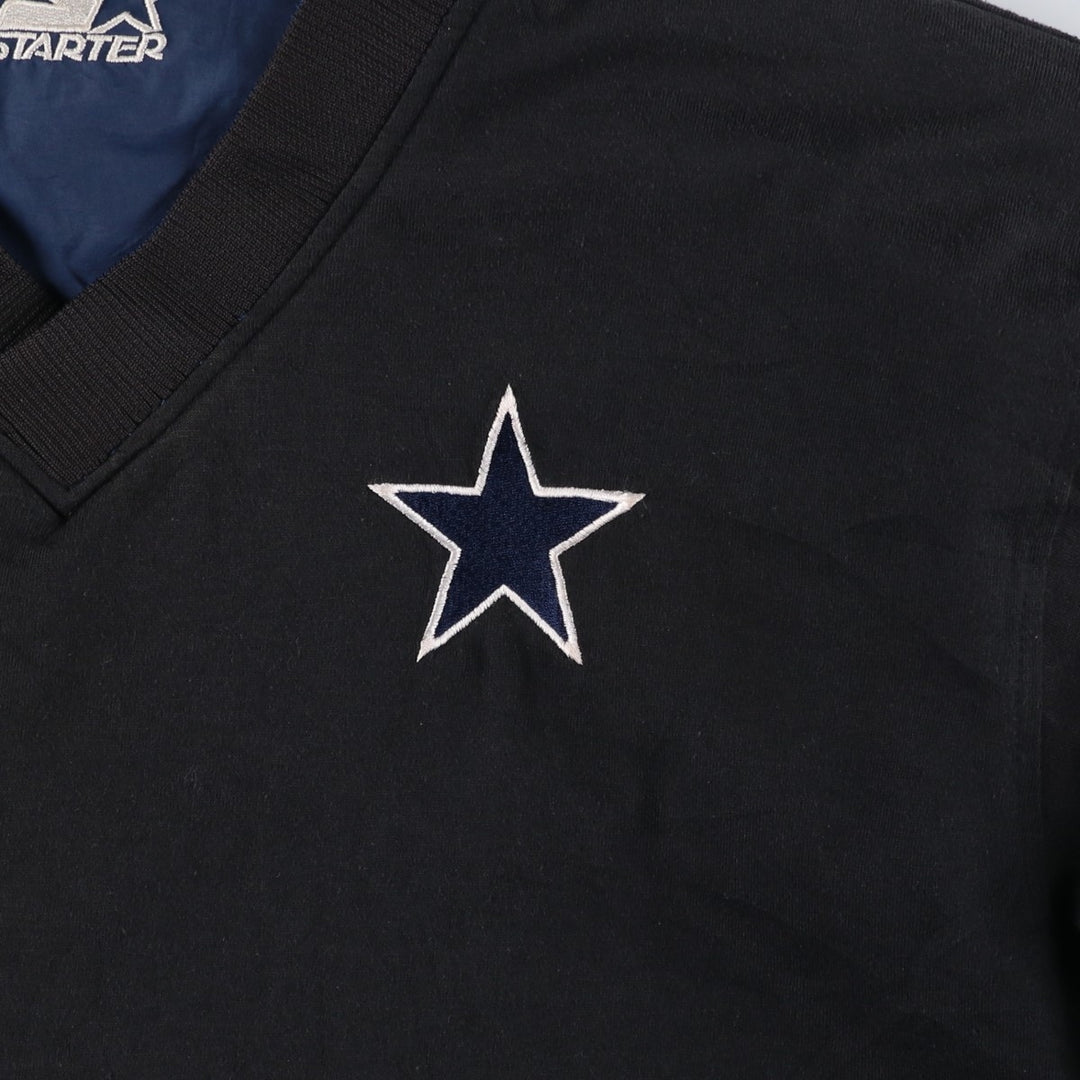 90'S Starter NFL Dallas Cowboys Reversible V-Neck Nylon Pullover (Men's Size M) Nylon navy blue type Vintage Second Hand