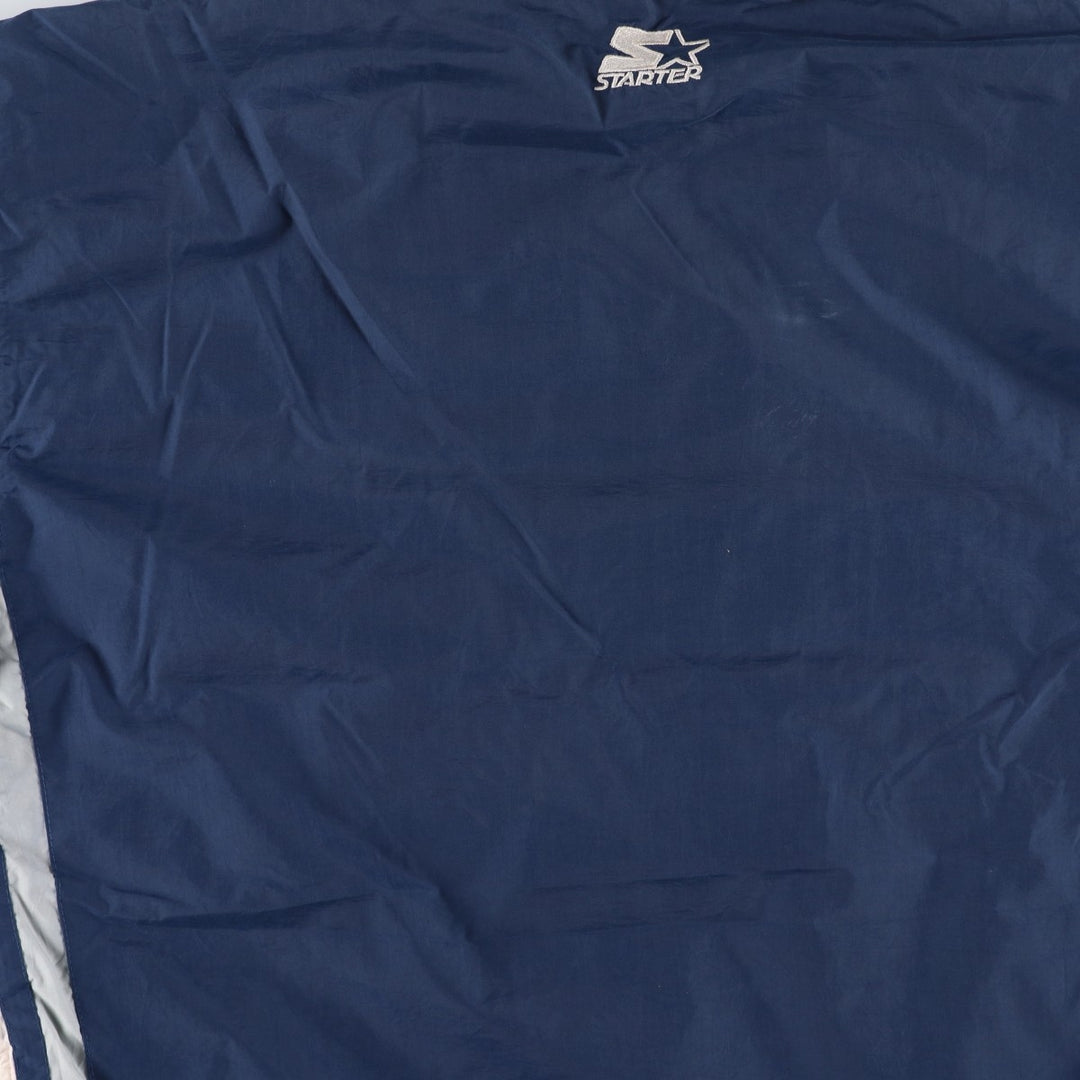 90'S Starter NFL Dallas Cowboys Reversible V-Neck Nylon Pullover (Men's Size M) Nylon navy blue type Vintage Second Hand
