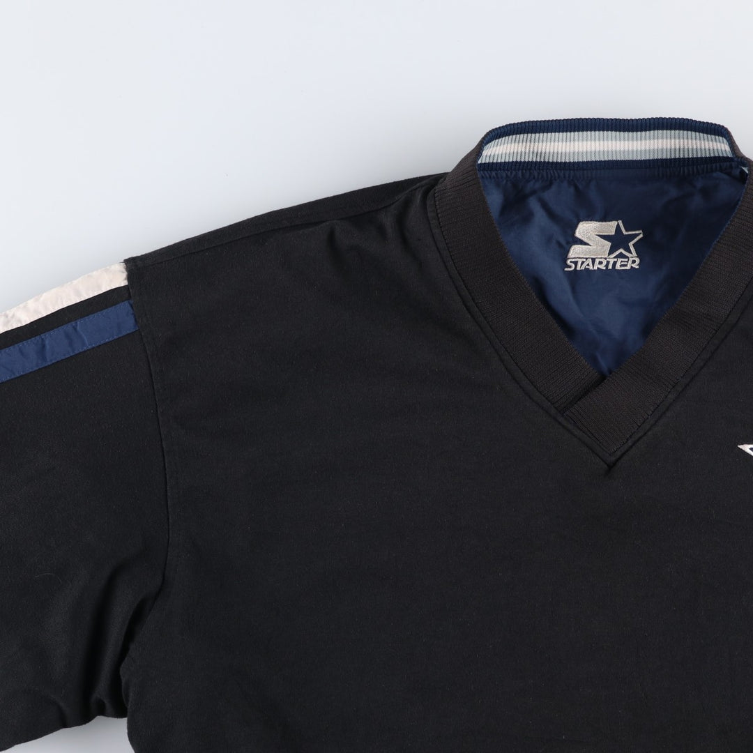 90'S Starter NFL Dallas Cowboys Reversible V-Neck Nylon Pullover (Men's Size M) Nylon navy blue type Vintage Second Hand