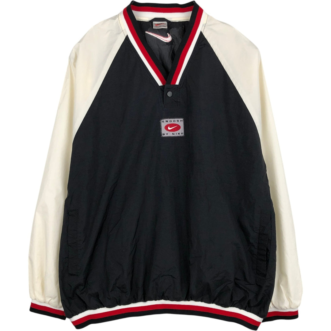 90'S Nike V-neck nylon pullover, men's size XXL equivalent, V-neck. Nylon black type Vintage Second Hand