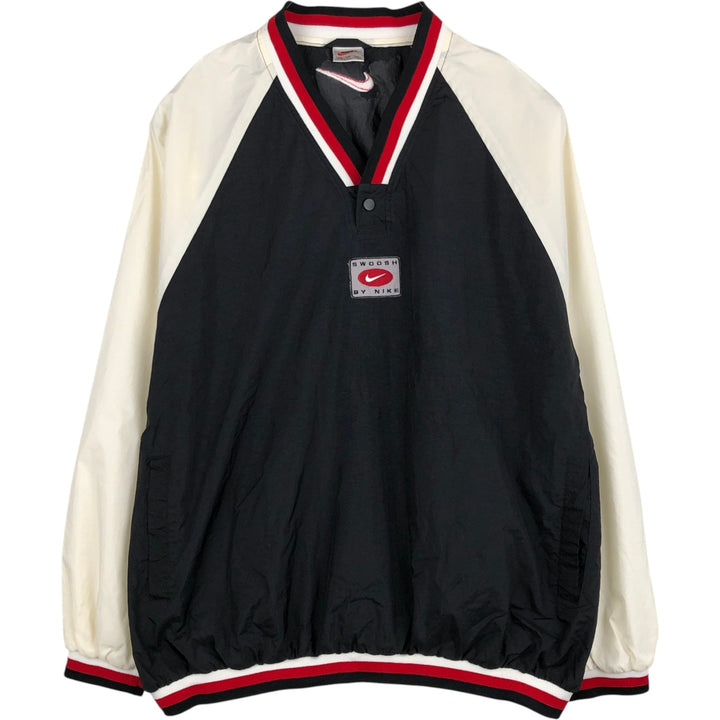 90'S Nike V-neck nylon pullover, men's size XXL equivalent, V-neck. Nylon black type Vintage Second Hand