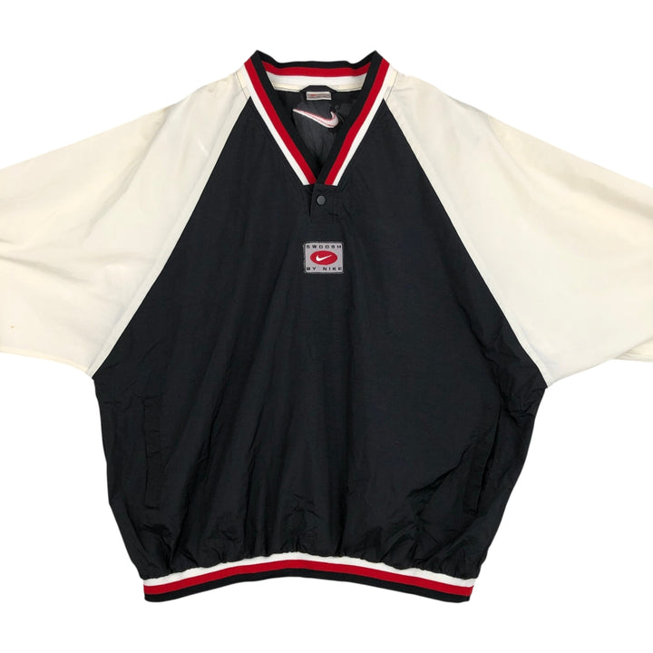 90'S Nike V-neck nylon pullover, men's size XXL equivalent, V-neck. Nylon black type Vintage Second Hand
