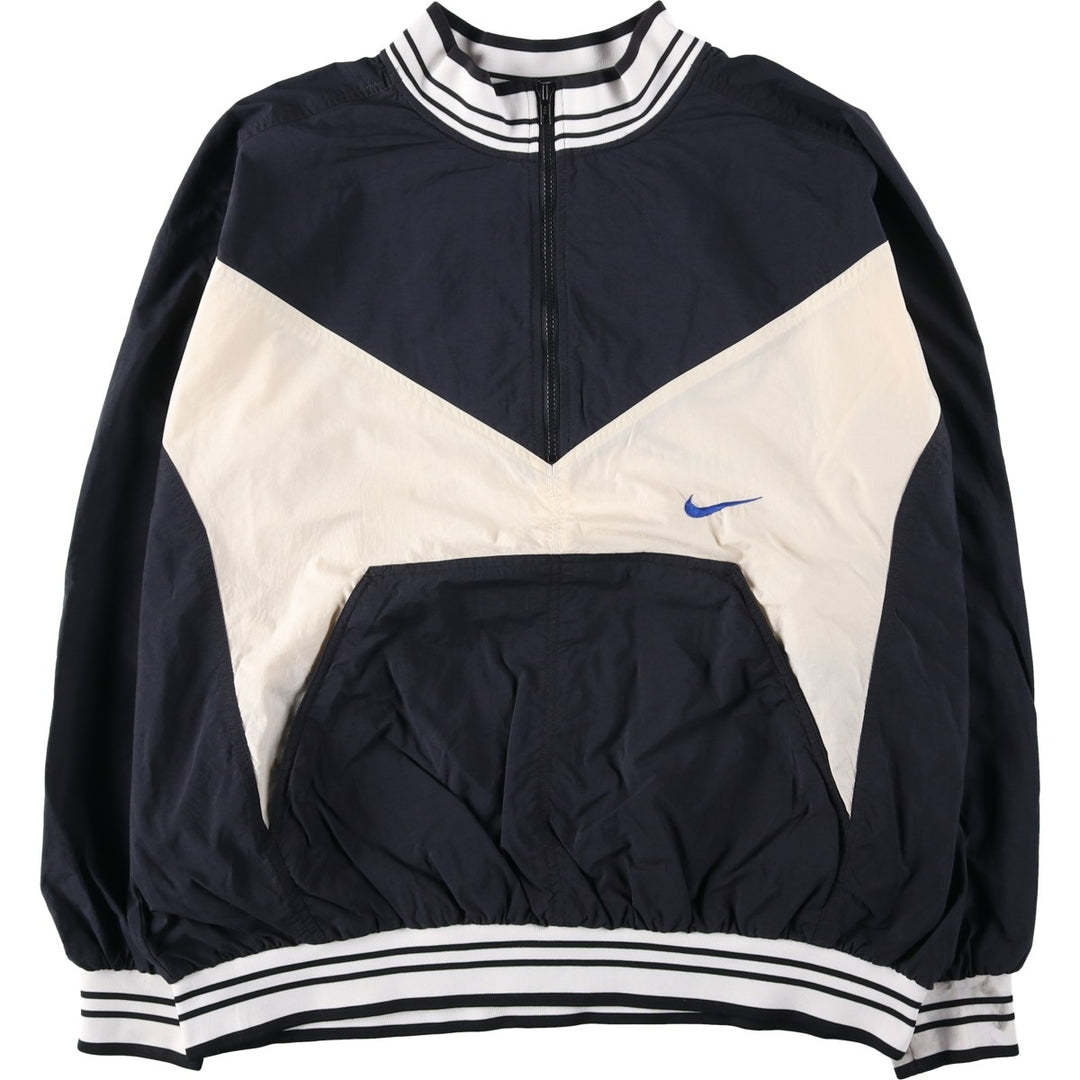 90'S Nike Back Logo Half-Zip Nylon Pullover, Men's XXL Equivalent, Vintage Nylon navy blue type Vintage Second Hand