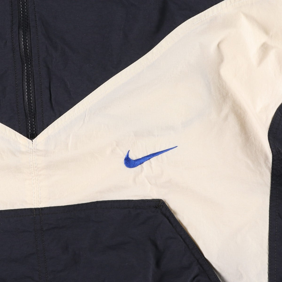 90'S Nike Back Logo Half-Zip Nylon Pullover, Men's XXL Equivalent, Vintage Nylon navy blue type Vintage Second Hand
