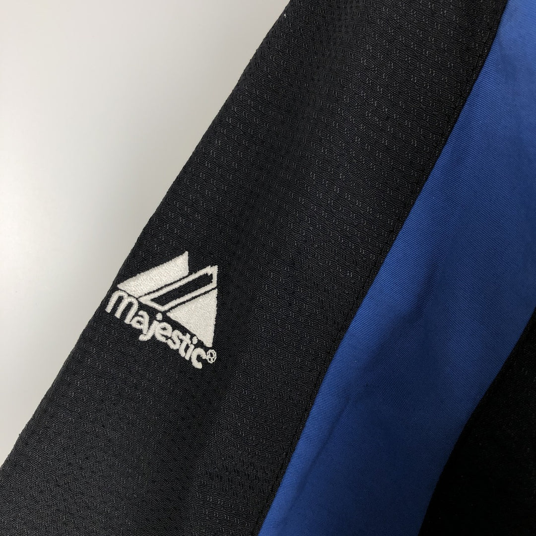90'S Majestic MLB New York Mets Half-Zip Nylon Pullover (Men's Size M) Nylon black type Vintage Second Hand