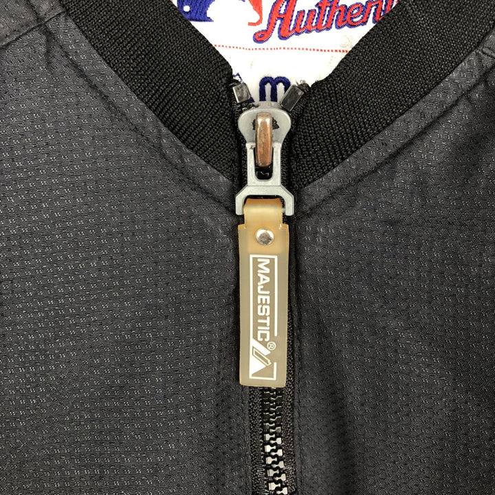 90'S Majestic MLB New York Mets Half-Zip Nylon Pullover (Men's Size M) Nylon black type Vintage Second Hand