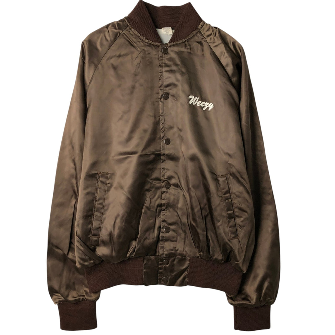 Six Shooter Siding Saloon Nylon Stadium Jacket Award Jacket Varsity Jacket Made in USA Men's Size L Nylon brown type Vintage Second Hand
