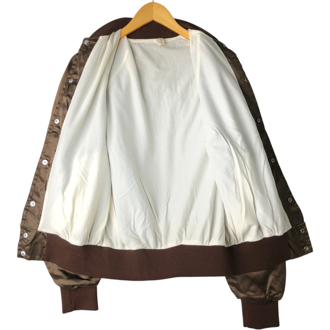 Six Shooter Siding Saloon Nylon Stadium Jacket Award Jacket Varsity Jacket Made in USA Men's Size L Nylon brown type Vintage Second Hand