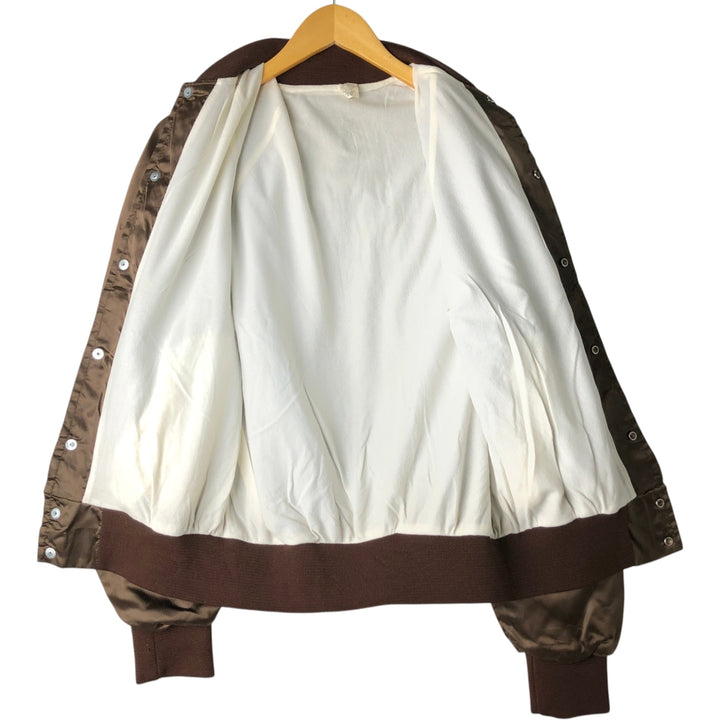 Six Shooter Siding Saloon Nylon Stadium Jacket Award Jacket Varsity Jacket Made in USA Men's Size L Nylon brown type Vintage Second Hand