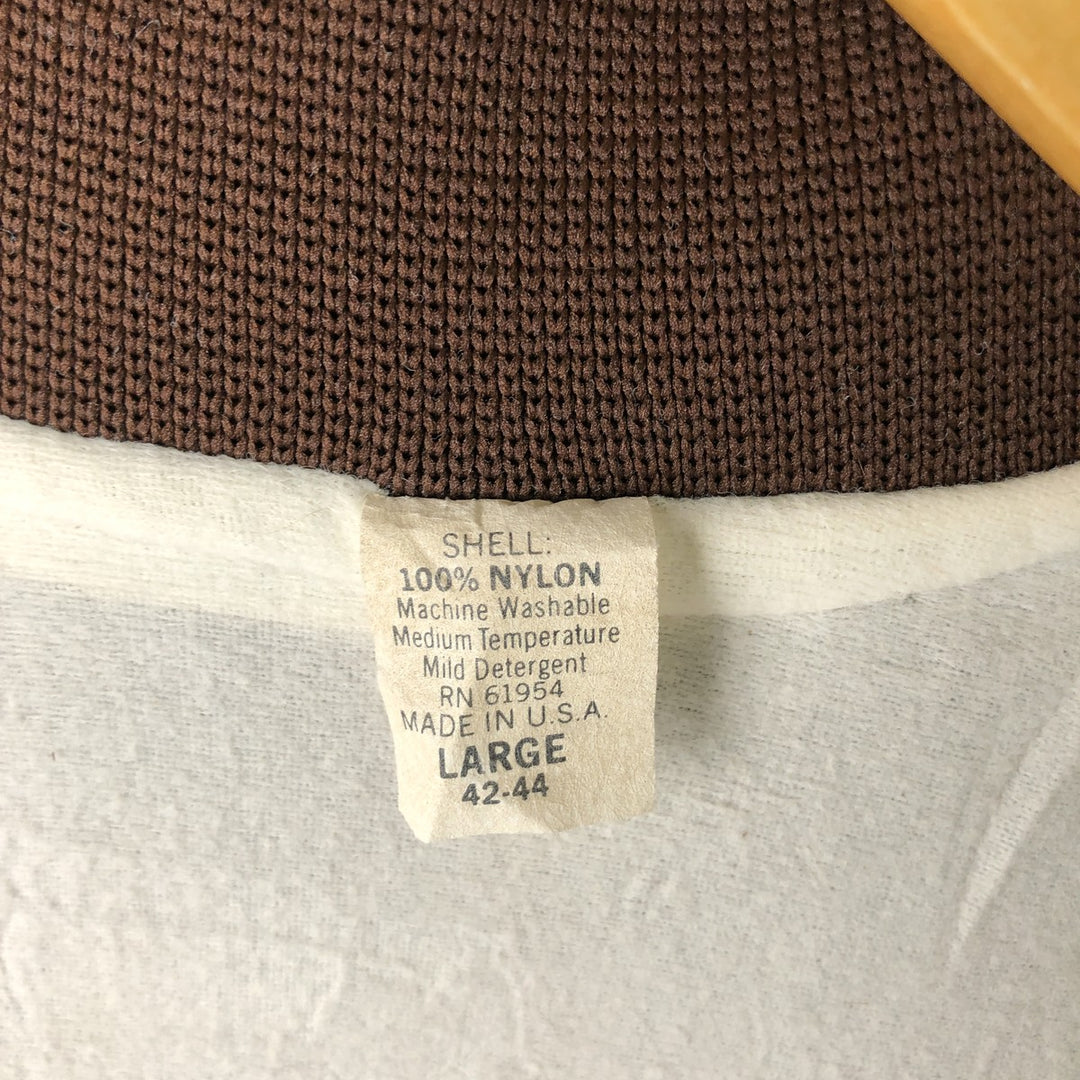 Six Shooter Siding Saloon Nylon Stadium Jacket Award Jacket Varsity Jacket Made in USA Men's Size L Nylon brown type Vintage Second Hand