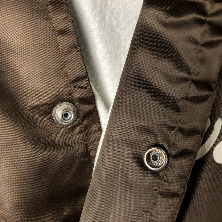 Six Shooter Siding Saloon Nylon Stadium Jacket Award Jacket Varsity Jacket Made in USA Men's Size L Nylon brown type Vintage Second Hand