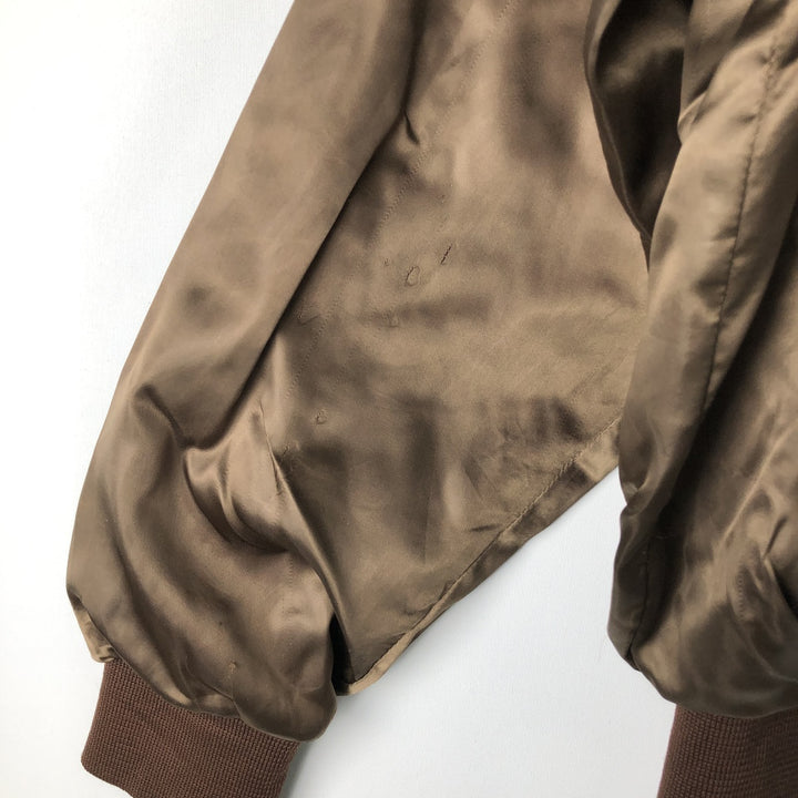 Six Shooter Siding Saloon Nylon Stadium Jacket Award Jacket Varsity Jacket Made in USA Men's Size L Nylon brown type Vintage Second Hand
