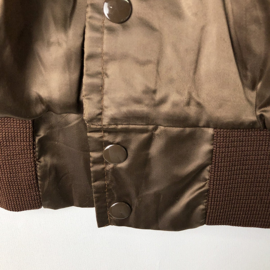 Six Shooter Siding Saloon Nylon Stadium Jacket Award Jacket Varsity Jacket Made in USA Men's Size L Nylon brown type Vintage Second Hand