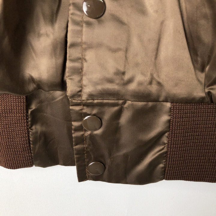 Six Shooter Siding Saloon Nylon Stadium Jacket Award Jacket Varsity Jacket Made in USA Men's Size L Nylon brown type Vintage Second Hand