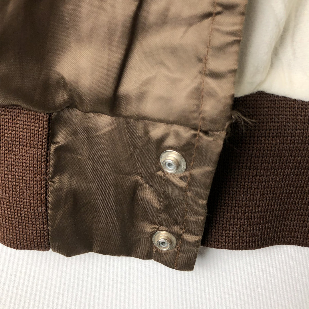 Six Shooter Siding Saloon Nylon Stadium Jacket Award Jacket Varsity Jacket Made in USA Men's Size L Nylon brown type Vintage Second Hand