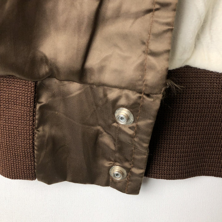 Six Shooter Siding Saloon Nylon Stadium Jacket Award Jacket Varsity Jacket Made in USA Men's Size L Nylon brown type Vintage Second Hand