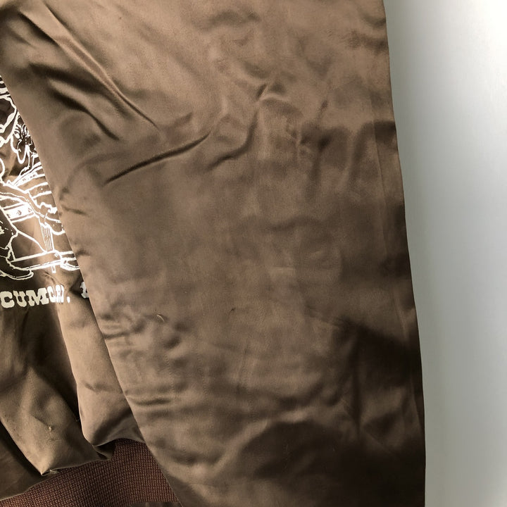 Six Shooter Siding Saloon Nylon Stadium Jacket Award Jacket Varsity Jacket Made in USA Men's Size L Nylon brown type Vintage Second Hand