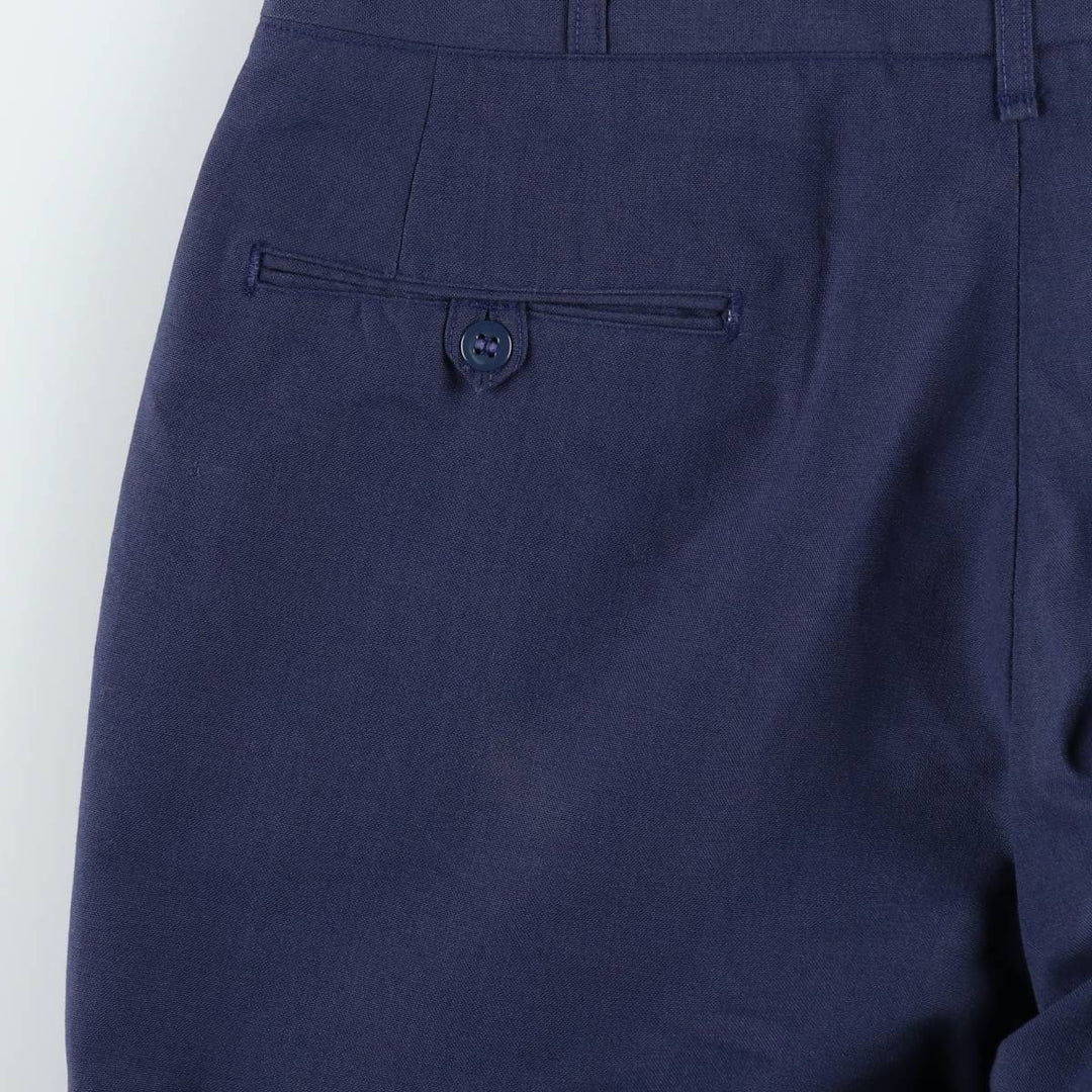 1970'S US Military Issue USAIR FORCE Slacks Pants, Made in USA, Size 34R (Men's W34 equivalent) polyester navy blue type Vintage Second Hand