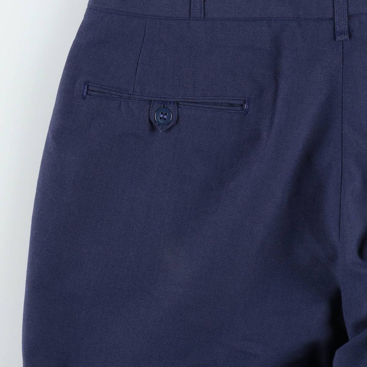1970'S US Military Issue USAIR FORCE Slacks Pants, Made in USA, Size 34R (Men's W34 equivalent) polyester navy blue type Vintage Second Hand