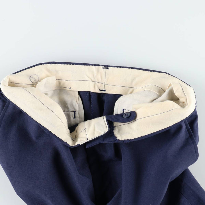 1970'S US Military Issue USAIR FORCE Slacks Pants, Made in USA, Size 34R (Men's W34 equivalent) polyester navy blue type Vintage Second Hand