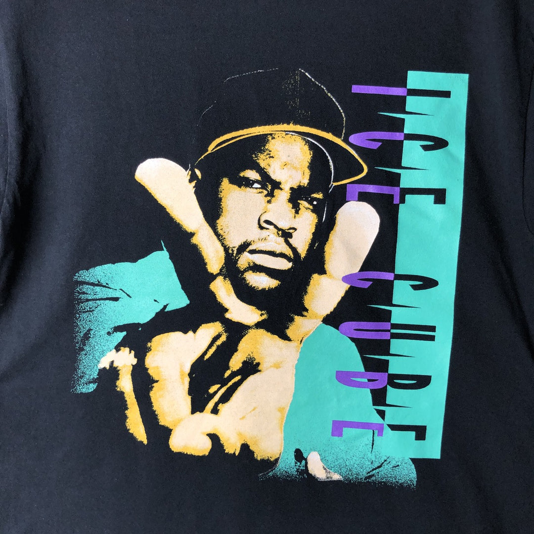 ICE CUBE Rap T-shirt, Men's M size cotton black type Vintage Second Hand