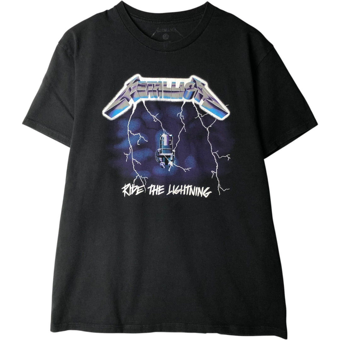 METALLICA RIDE THE LIGHTNING Band T-shirt, Men's L size unclear black type Vintage Second Hand